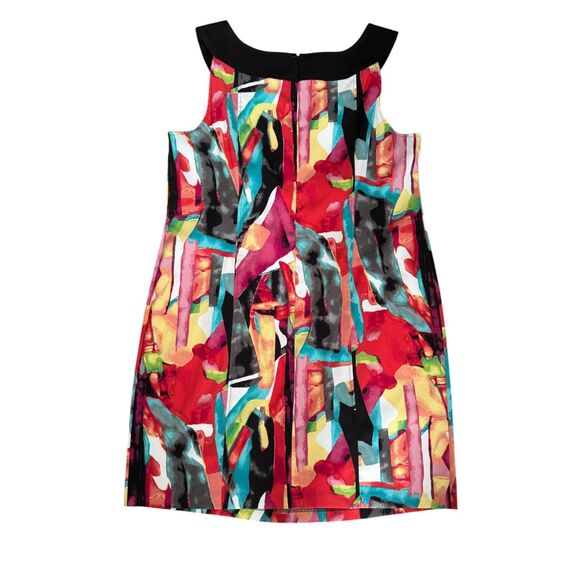 Women's Multicolor Sleeveless Colorful Office Maximalist Modern Dress Sz 22 - Picture 2 of 12